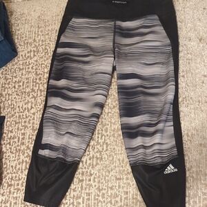 Adidas Black and Gray Wave Leggings